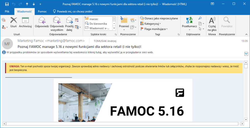 ostrzeżenie e-mail